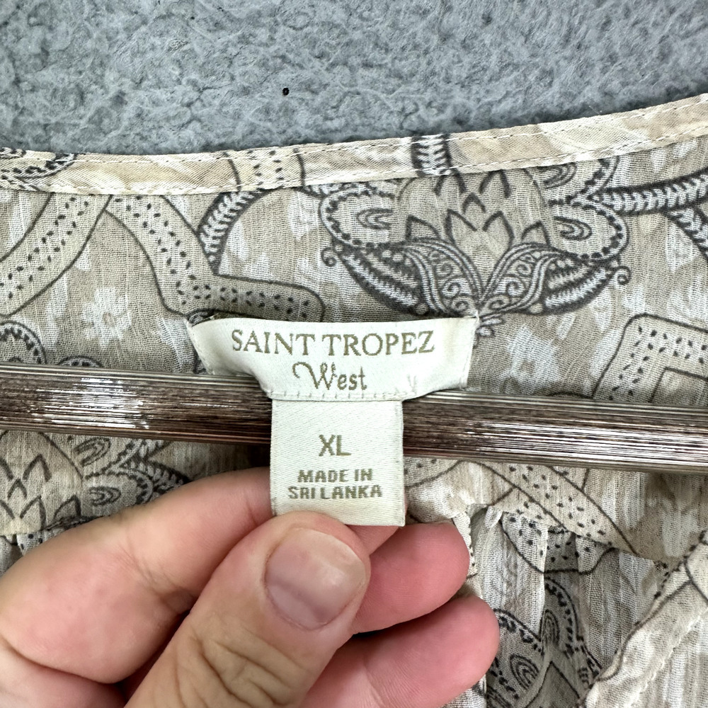 Saint Tropez West Boho Floral Sheer Top Flowy Coastal Layering Cottage Artsy - Picture 2 of 9